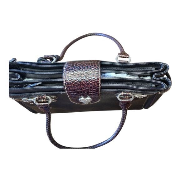 Brighton Laverne Retired Black Brown Pebbled Leather Shoulder Bag - Picture 6 of 16